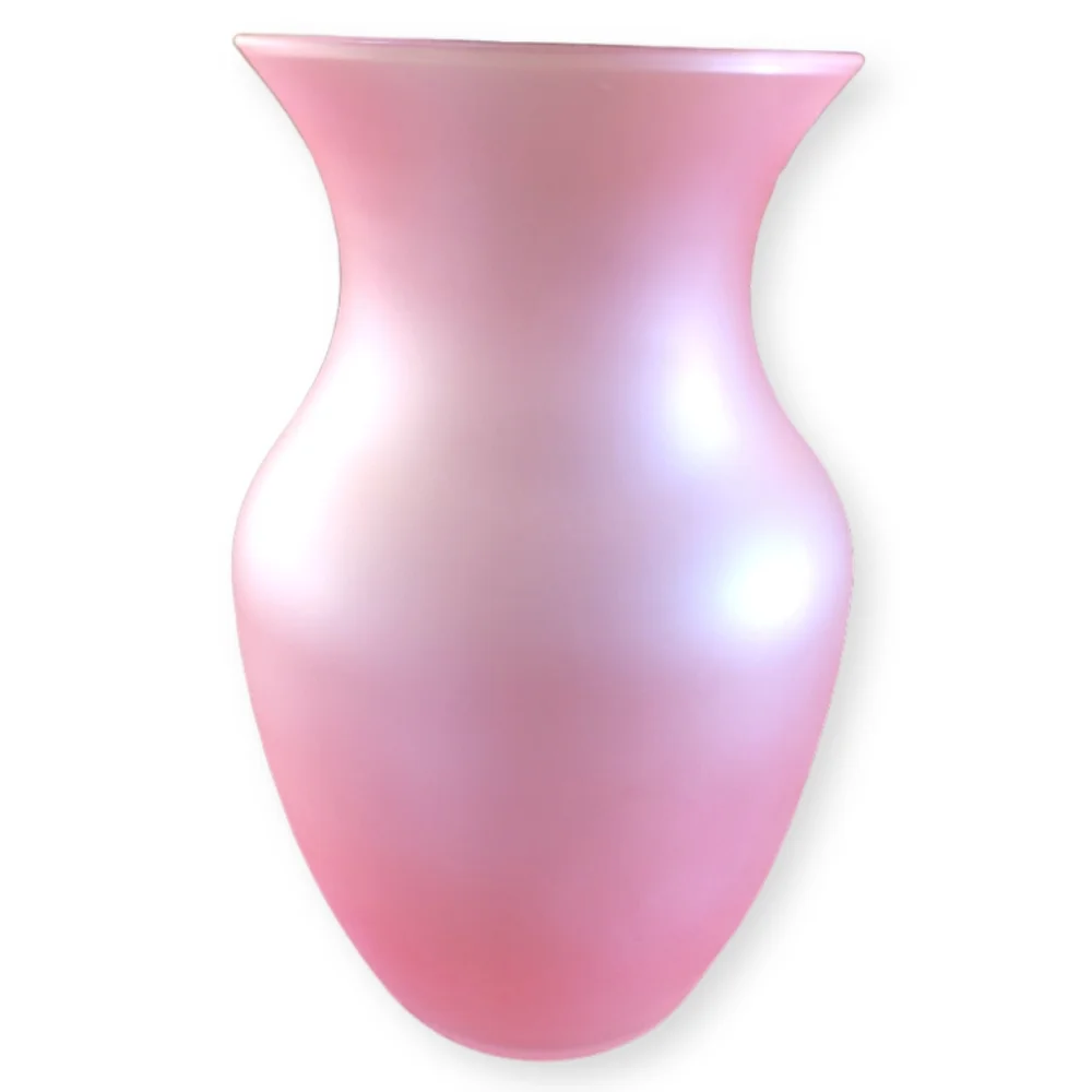 Vtg Gorgeous Frost Pink Glass Flower Water Vase